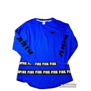 Victoria’s Secret Size S Dog Logo Blue Long Sleeve Light‎ Weight Sweatshirt